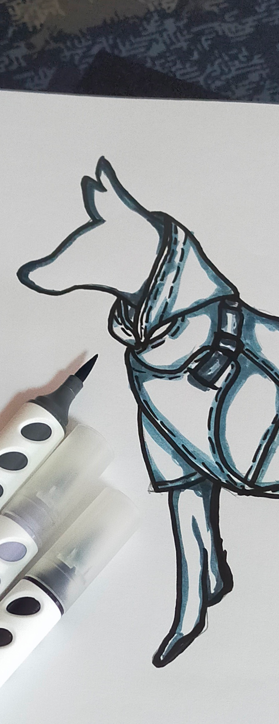 愛犬のコートを手描きしたスケッチ